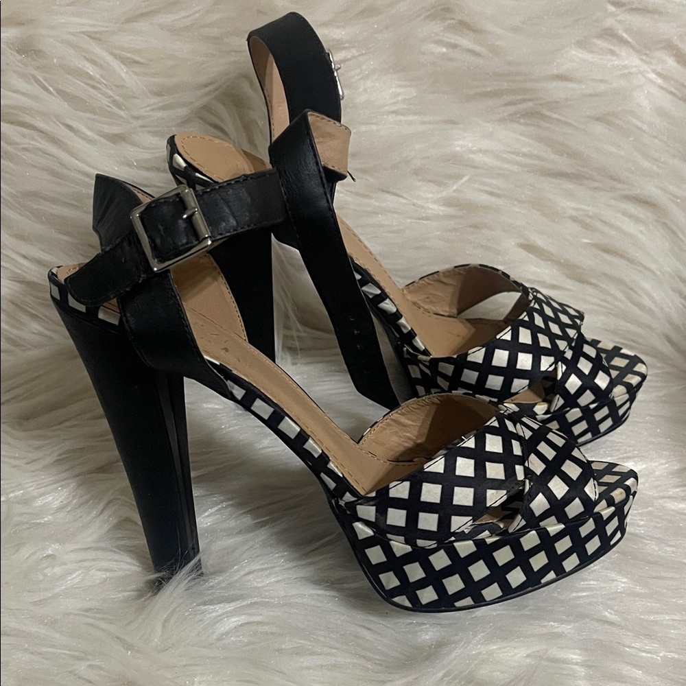 Forever 21 Black and White Checkered Heels